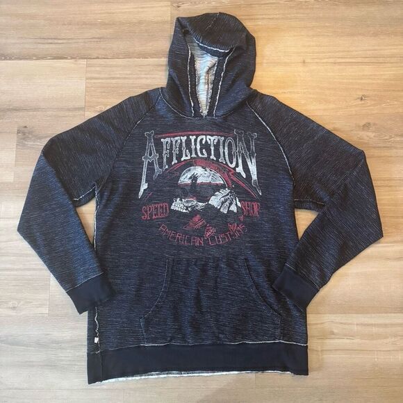 Vintage Reversible Affliction American Customs American Flag Hoodie Size XXL - Picture 1 of 11